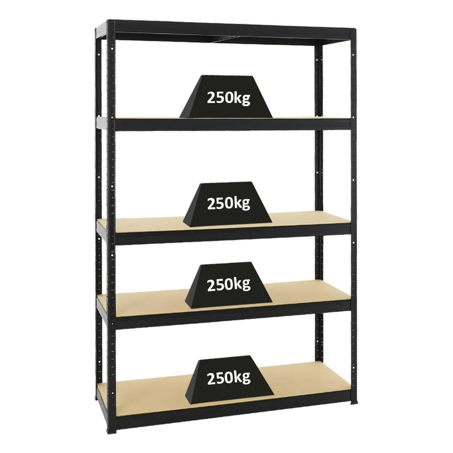 PROREGAL Schwerlastregal Big Elephant S Schwarz H x B x T: 180 x 120 x 45 cm mit verstellbaren Regalböden aus MDF und Metall - Bild 2