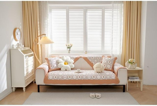 Super Six Sofakissenbezug aus Baumwolle in Beige, Modernes Design, B/T/H: 70 x 70 cm - Bild 1