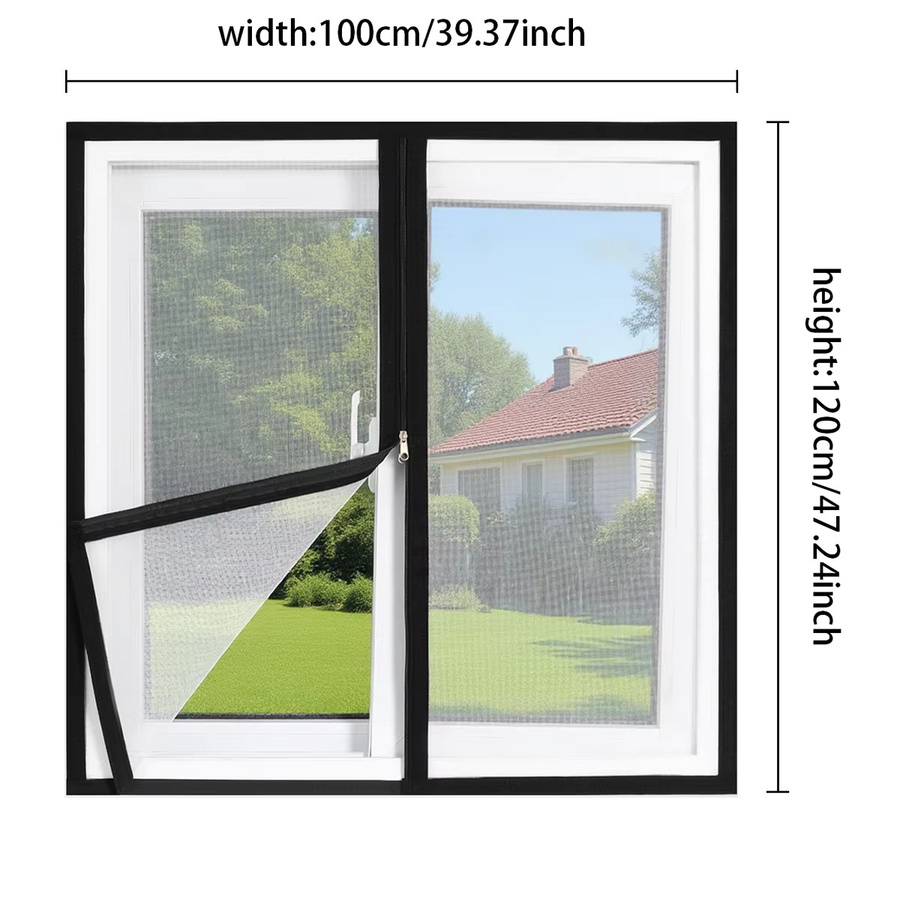 TranquilTouch Insektenschutzgitter für Fenster mit Reißverschluss, selbstklebend und wiederverwendbar, Schwarz - Bild 2