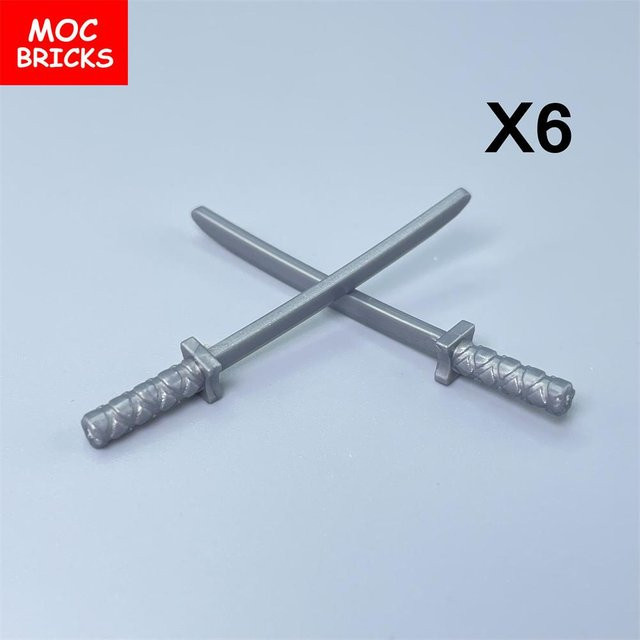 Yiran Toy Ninja Katana Schwert Bausteine Zubehör 12-teiliges Set grau - Bild 1