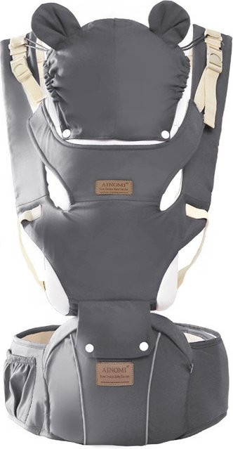 Ergonomische Baby-Hipseat-Trage von dajinbear in Grau mit nach vorne gerichteter Trageweise - Bild 1