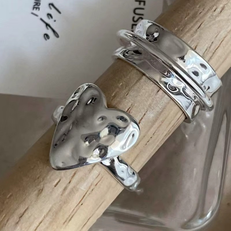 PANJBJ Offener Fingerring, 925 Silber, Herz, Damen - Bild 2