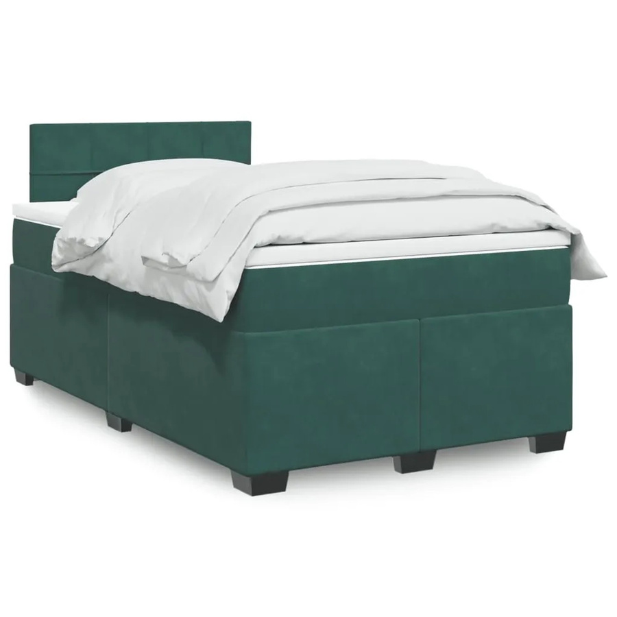 vidaXL Boxspringbett mit Matratze Dunkelgrün aus Samt mit USB-Ladeport und Unterbettbeleuchtung B/T: 120 x 200 cm - Bild 2