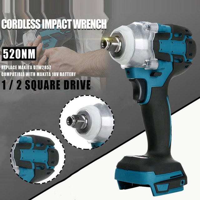 Magnitt Kabelloser bürstenloser elektrischer Schlagschrauber 1/2 Zoll mit 520NM Drehmoment, Blau, kompatibel mit 18V Akku inklusive Toolbox-Set - Bild 1