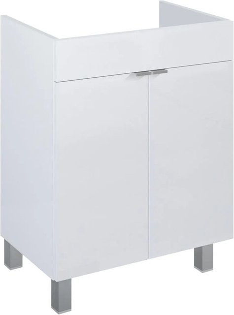 Roca Waschtischunterschrank Cheese 2.0 in Weiß Hochglanz mit 2 Türen und Soft-Close-Funktion, Breite: 60 cm, Höhe: 80,9 cm, Tiefe: 38,4 cm - Bild 1