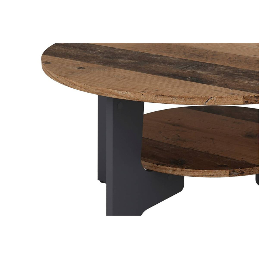byLIVING Couchtisch JONNY in Anthrazit mit Altholz-Optik und Melaminoberfläche, Durchmesser: 80 cm, Höhe: 42,5 cm - Bild 4
