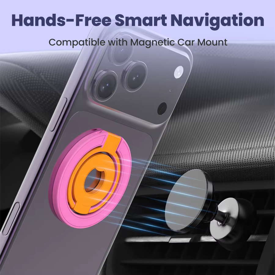 Olaf Universeller Doppelseitiger Magnetring Handyhalter mit 360 Grad Rotation in Pink und Purple - Bild 2