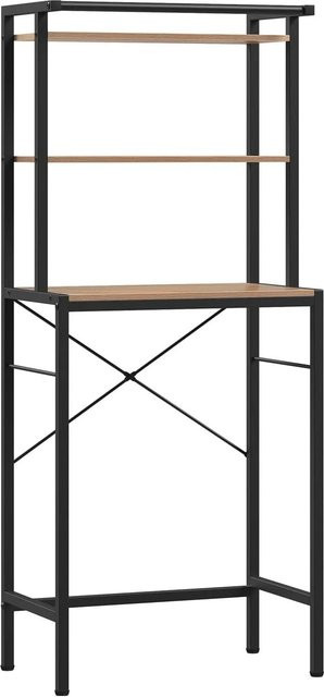 EUGAD Mehrzweckregal als Waschmaschinenregal oder WC Regal aus Metall und Holzwerkstoff, Farbe: Schwarz oder Beige, H x B x T: 162 x 40 x 20 cm - Bild 1