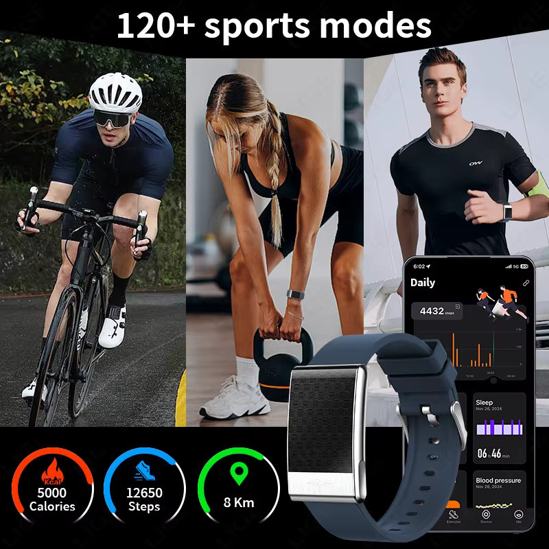 LIGE Smart-Armband ohne Bildschirm mit EKG, PPG, Herzfrequenz, Blutdruck, Stressmessung und Temperaturanzeige, wasserdicht, Unisex Fitness Tracker mit SOS-Funktion - Bild 5