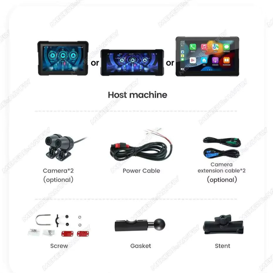 TomoStrong Tragbares Motorrad GPS Navigationssystem mit CarPlay und Android Auto, IPX7 Wasserdicht, DVR Stick Recorder und TPMS, Schwarz - Bild 4