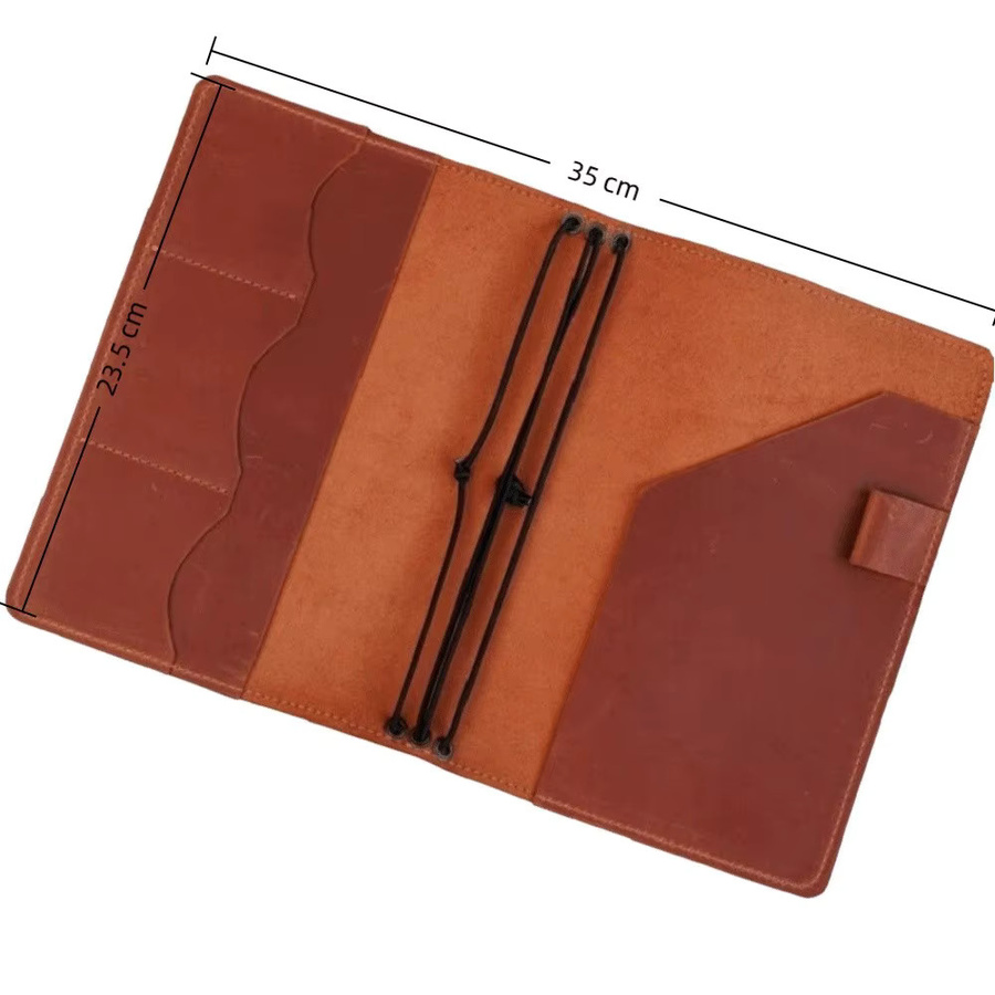 A5 Notizbuch-Organizer aus Crazy-Horse-Leder für lose Blätter, Tagebucheinband und Buchschutzhülle in Schwarz oder Braun - Bild 3