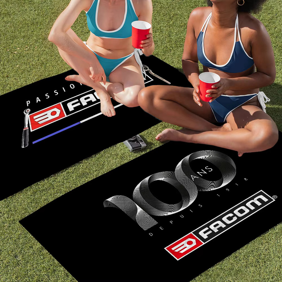 FACOM Logo Strandtuch für Kinder mit niedlichem Cartoon-Design, Saugfähiges Mikrofaser-Badetuch für Strand und Pool, Schwarz - Bild 6