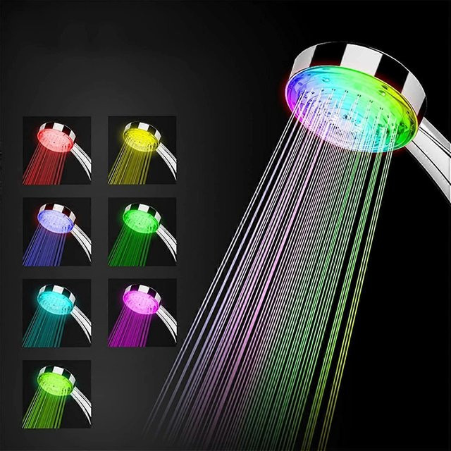Flambero-Health LED Duschkopf in Chrom und Silber mit 7 Farben automatischem Farbwechsel und Wassersparfunktion - Bild 1