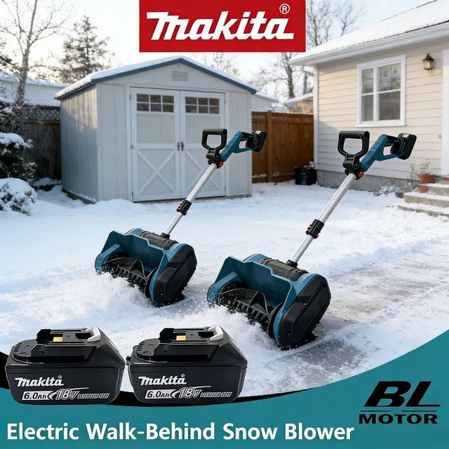 Makita 18V Akku-Schneeschaufel Single-Stage in Blau aus Stahl und Kunststoff - Bild 1