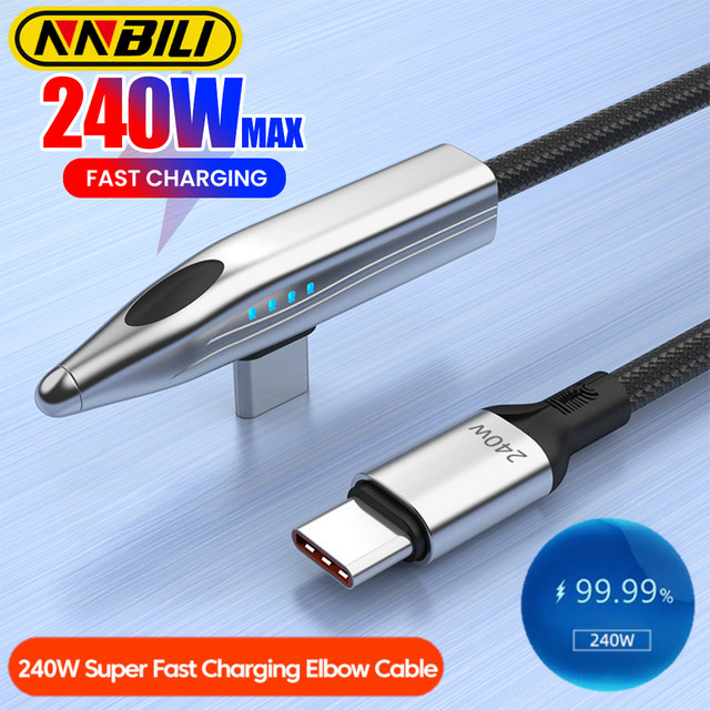 NNBILI High-Speed Train LED-Ladekabel USB-A auf USB-C mit bis zu 100W für Huawei und OPPO - Bild 1