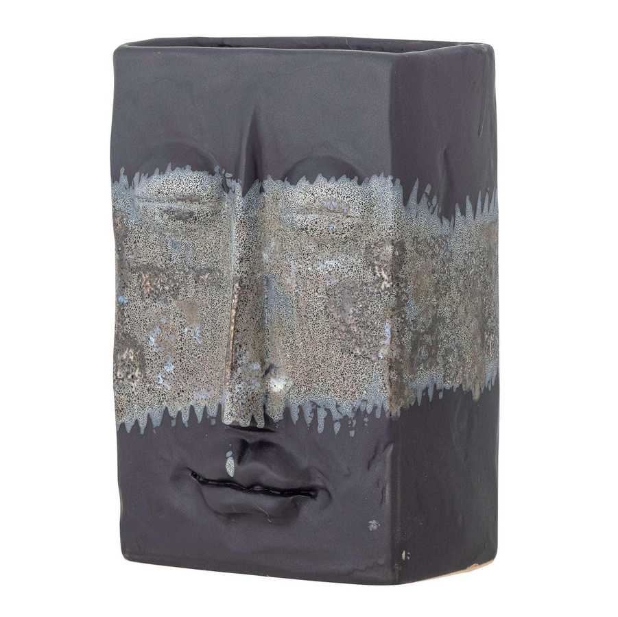 Bloomingville Keramikvase Nasru in Schwarz mit Gesichtsmotiv, skulpturales Design, Höhe: 22,0 cm, Breite: 15,0 cm, Tiefe: 10,5 cm - Bild 1