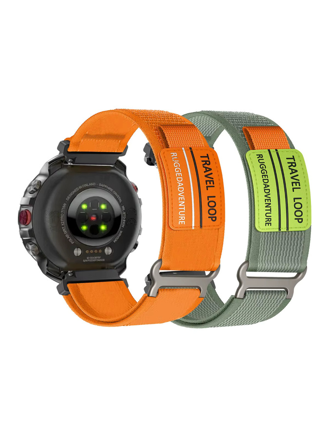 2 Stück DAINU Nylon-Klettverschlussbänder für Polar Grit X2 Pro Strap in Orange und Grün - Bild 3