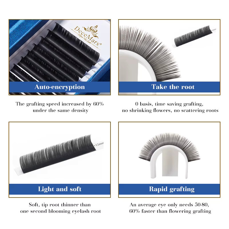 DeceMars Ellipse Flat Wimpernverlängerung Einzelwimpern, 5er-Set - Bild 6