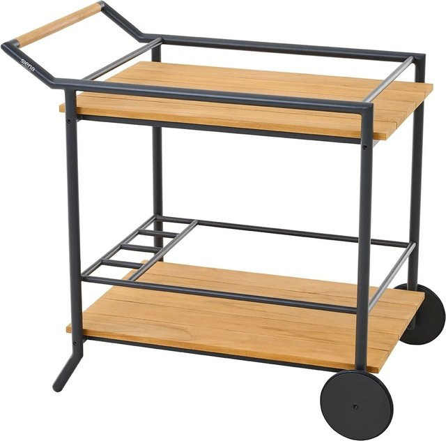 Siena Garden Servierwagen Rolito mit Teakeinlagen in Anthrazit, B/T/H: 80 x 56 x 89 cm - Bild 1