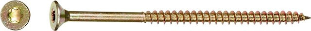 LUX-TOOLS Senkkopf Spanplattenschraube mit TX-Antrieb, Durchmesser: 5 mm, Länge: 80 mm, verzinkter Stahl in Gold/Gelb, 50 Stück - Bild 1