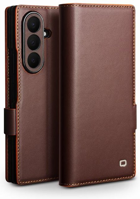 Qialino Premium Lederhülle aus echtem Rindsleder für Samsung Galaxy Z Fold 8 Ultra in Braun - Bild 1