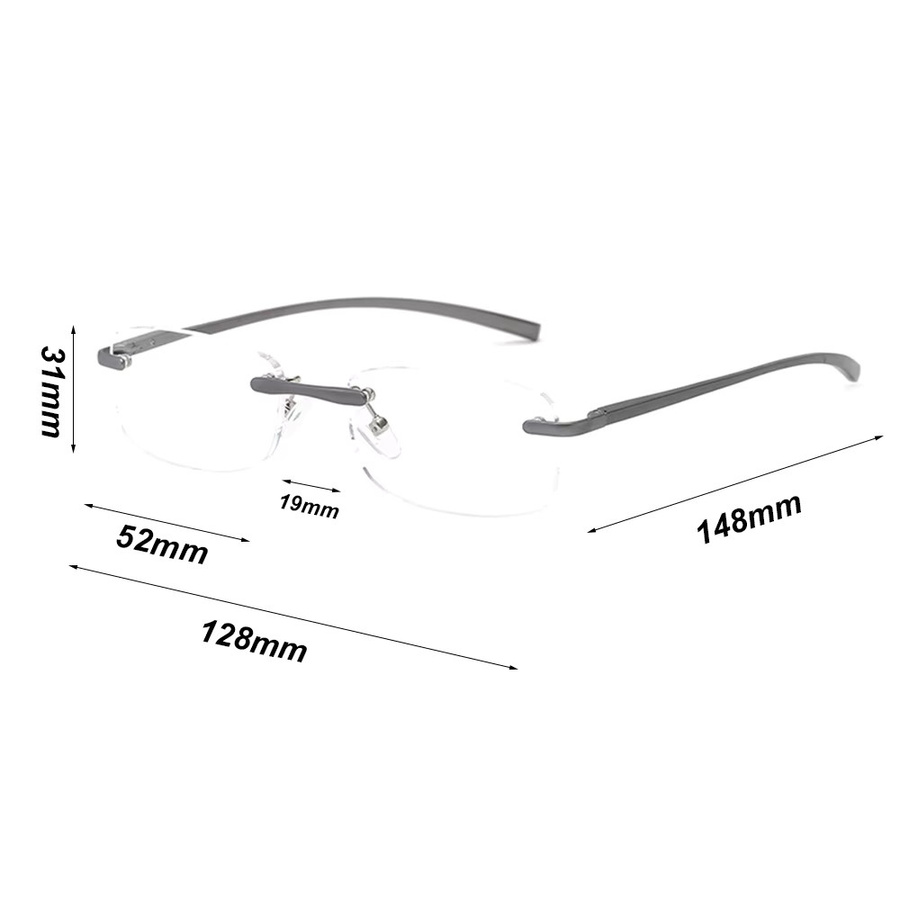 Klass num Lesebrille Männer, randlos, Metall, rechteckig - Bild 4
