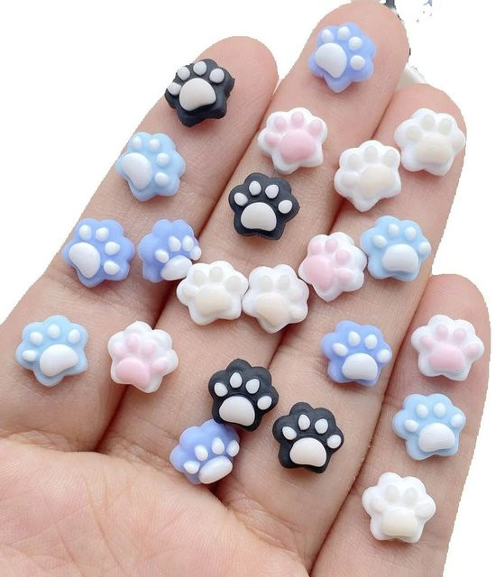 Nagelkunst-Harzanhänger, Cartoon-Katzenpfoten-Motiv, Strass, Unisex - Bild 1