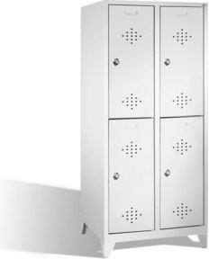 C+P Doppelstockspind Classic auf Füßen mit 4 Fächern und Türen, Lichtgrau, H: 185 cm, B: 81 cm, T: 50 cm - Bild 1