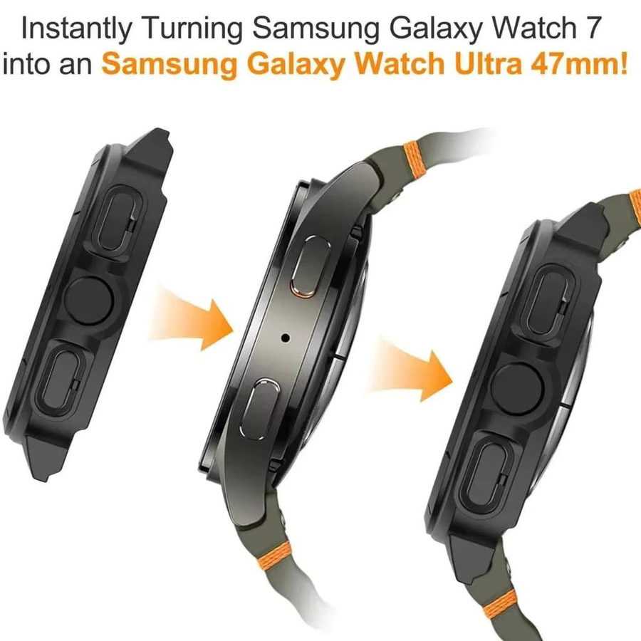 FancyWrist Uhrenarmband mit Hülle, Silikon, Schwarz, Samsung Galaxy Watch 7 40 44 mm - Bild 1