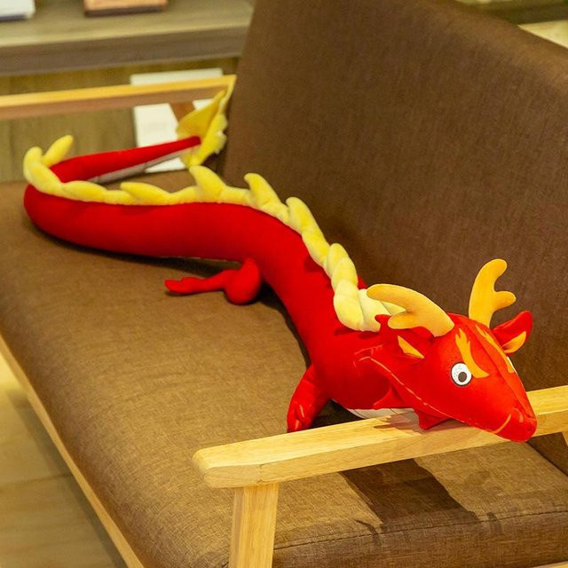BC Pet Supplies Chinesischer Drache Plüschtier, Dinosaurier Kissen, Rot - Bild 1