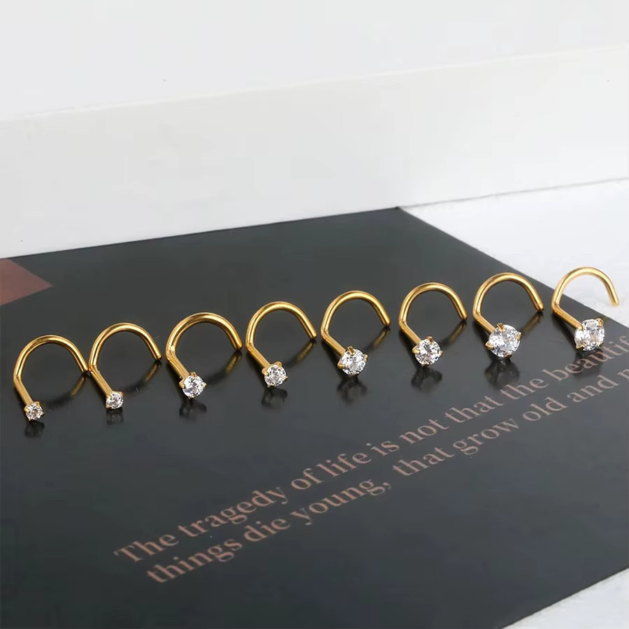 ZHIMO Nase Piercing, Zirkonia, Knochen, Unisex - Bild 2