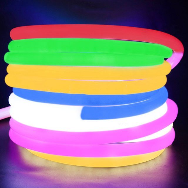 HAGAHA Rundes Neon-LED-Lichtband mit 360-Grad-Röhre und 120 LEDs/m, flexibles wasserdichtes LED-Seil für deine Heimdekoration in Rot, Grün, Blau oder Warmweiß - Bild 1