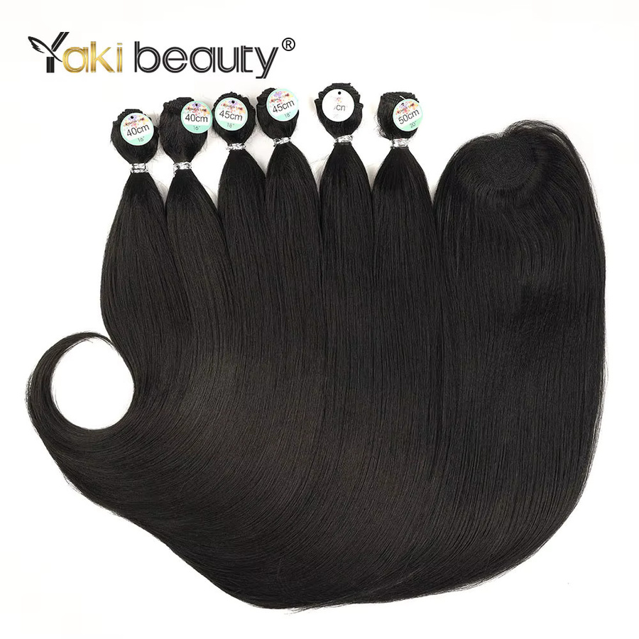 YAKIBEAUTY Synthetische Seide Yaki Glattes Haar Extensions, 6 Stück - Bild 3