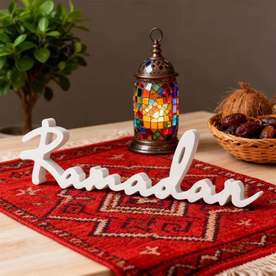 Dekorative Ramadan Desktop-Dekoration in Weiß mit orientalischem Schriftzug - Bild 2
