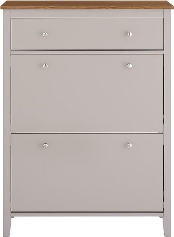 SoBuy Schuhschrank mit 3 Drehtüren in Grau im modernen skandinavischen Design, B/T/H: 80 x 24 x 108 cm - Bild 1