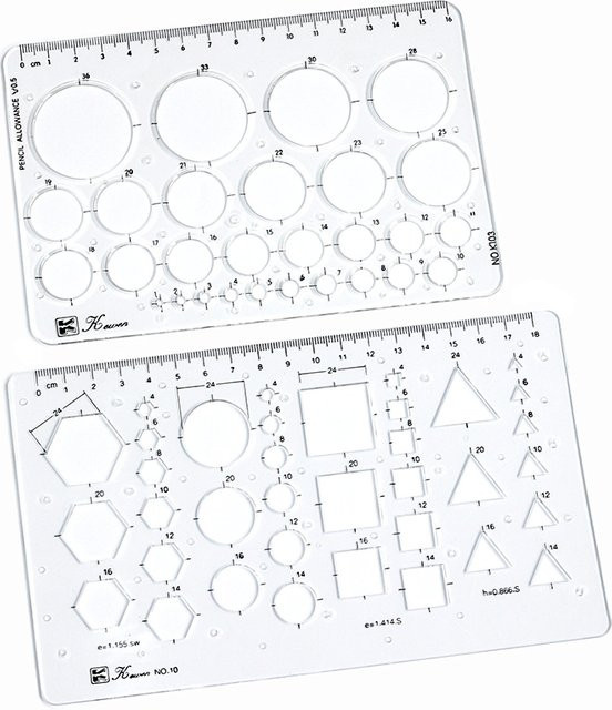 Transparentes Zeichenlineal-Set aus Kunststoff mit quadratischem und sechseckigem Dreieckslineal sowie Maßstab für Design und Zeichnungen - Bild 1