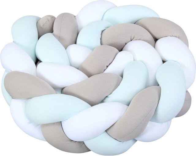 Babybay Nestchenschlange Jersey geflochten in Blau und Weiß aus Baumwolle, Länge: 180 cm - Bild 1