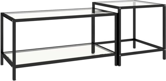 vidaXL Beistelltisch Set aus 2 Stück im Industrie-Stil aus Hartglas und Stahl, Transparent, B/T/H: 45 x 45 x 45 cm - Bild 1