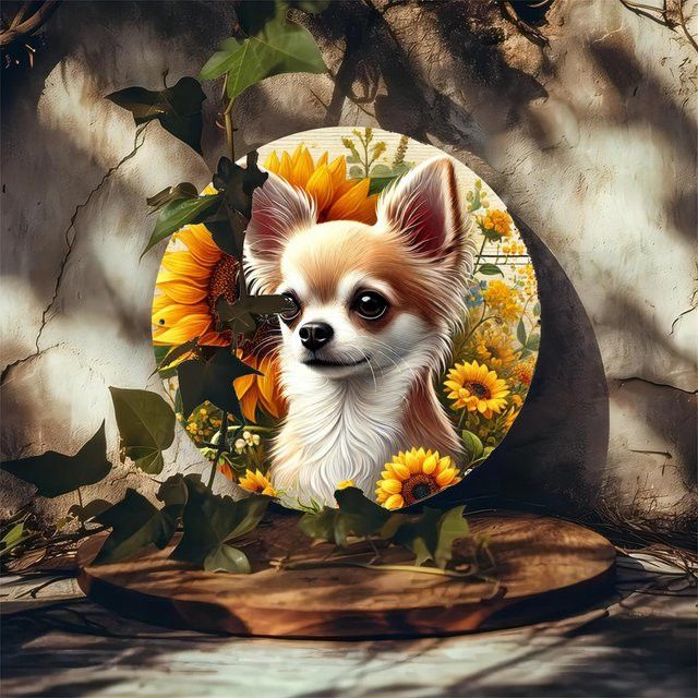 Rundes Metallschild mit Chihuahua-Hund von Potdemiel, Durchmesser: 20,3 cm - Bild 1