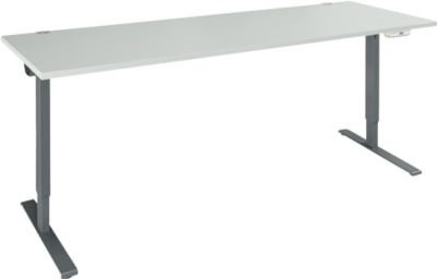 Schäfer Shop Genius Schreibtisch AERO FLEX, elektrisch höhenverstellbar, T-Fuß, Breite: 200 cm, Farbe: lichtgrau/anthrazit - Bild 1