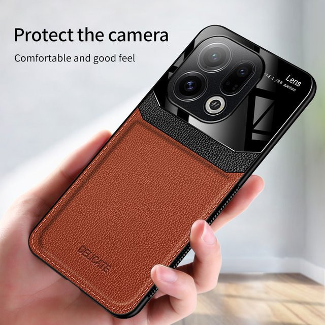 Luxus Schutzhülle aus PU Leder und hartem PC für OPPO Find X9 Pro, Find X9, X8 Pro und X8 Ultra in Braun - Bild 1