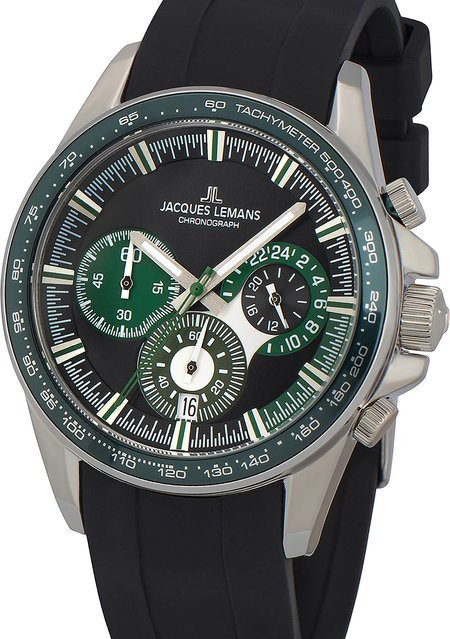 Jacques Lemans Chronograph, Quarz, Edelstahl, 40 mm, Silikon, Herren - Bild 1