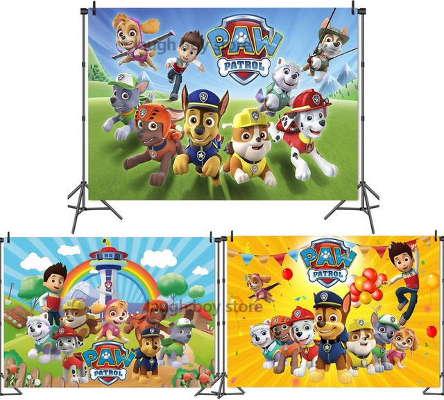Paw Patrol Party Hintergrunddekoration für Kindergeburtstage als Poster Vorlage für Fotohintergründe in Mehrfarbig - Bild 1