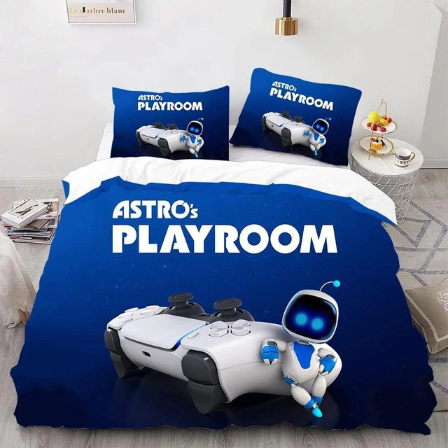 Astro Bot Bettwäsche-Set mit Kissenbezug in Blau, 3-teiliges Microfaser-Set für Erwachsene, B/H: 240 x 220 cm - Bild 1