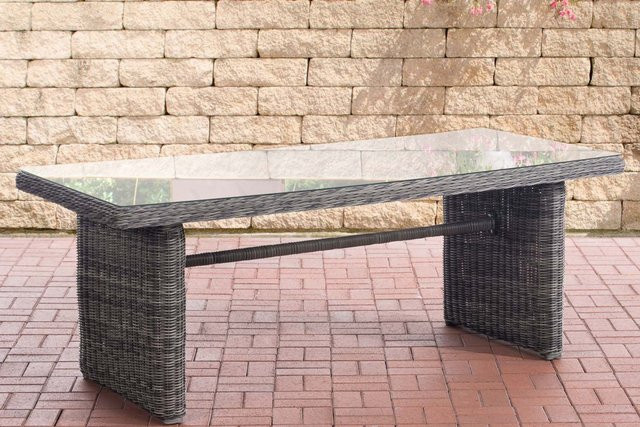 TPFGarden Tisch Fonda XL aus Polyrattan in Grau-Meliert mit Glasplatte - Bild 1