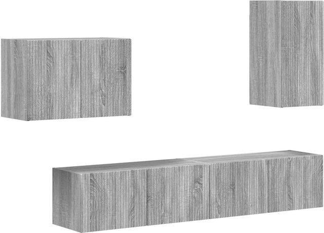 vidaXL TV-Wandregal-Set aus MDF in Grau Sonoma Holzoptik, 4 Stück, Wandmontage - Bild 1