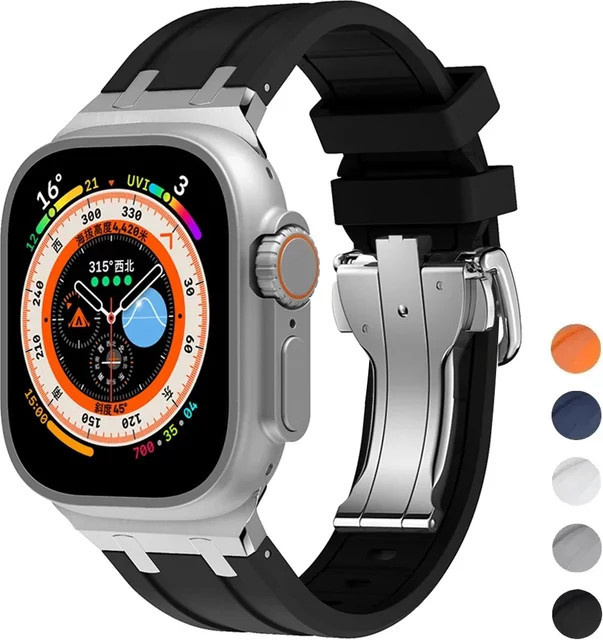 CAOWTAN Uhrenarmband Silikon, Schwarz, Herren - Bild 1