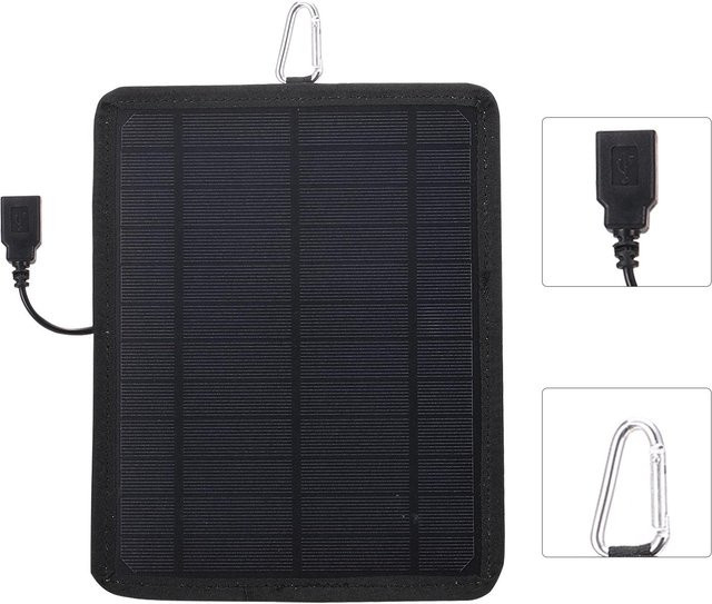 Aneng Solarpanel mit USB-Anschluss, 5,3 W 6 V, monokristalline Silizium-Solarzelle, wasserdicht, Schwarz - Bild 1