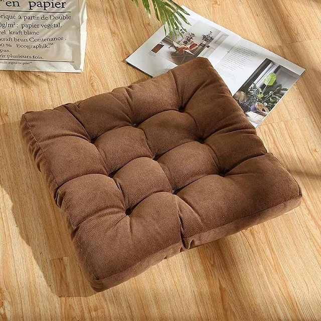Quadratisches Bodenkissen aus Corduroy von Yiran bag für Erwachsene und Kinder, Meditationskissen für Tatami und Wohnzimmer, Grau oder Braun, B/B/H: 45 x 45 x 45 cm - Bild 1