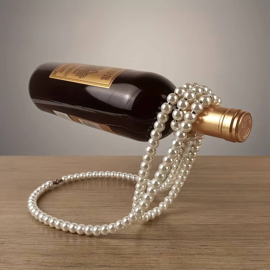 Untior Perlenketten-Weinregal Schwebender Weinflaschenhalter aus Metall in Weiß - Bild 2